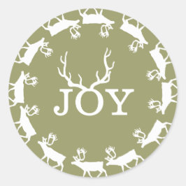 緑と白のジョイディアアントラークリスマスホリデー ラウンドシール