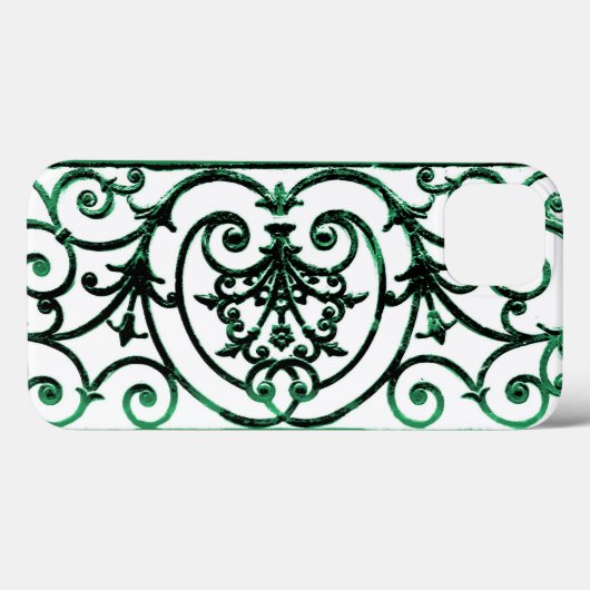 緑と白のスクロール作業パターンケースメイトiPhon Case-Mate iPhoneケース (裏面 (横))