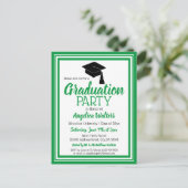 緑と白のスクールカラーズグラードパーティー インビテーションポストカード (スタンド正面)