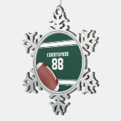 緑と白のスストライプジャージーグリッド鉄サッカー スノーフレークピューターオーナメント (右)