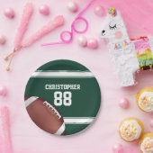 緑と白のスストライプジャージーグリッド鉄サッカー ペーパープレート (パーティー)