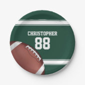 緑と白のスストライプジャージーグリッド鉄サッカー ペーパープレート (正面)