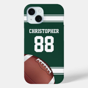 緑と白のスストライプジャージーグリッド鉄サッカー iPhone 15ケース