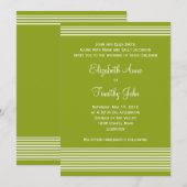 緑と白のストライプの結婚式招待状 招待状 (正面/裏面)