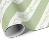 緑と白のストライプの花の結婚式ラッピングペーパー ラッピングペーパー (ロールコーナー)