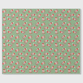 緑と白のストライプサンタハットカスタムフォトラップ ラッピングペーパー (フラット)