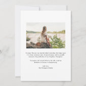 緑と白のストライプパターン写真卒業 案内状 (裏面)