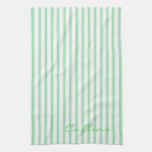 緑と白のストライプパターン キッチンタオル (縦)