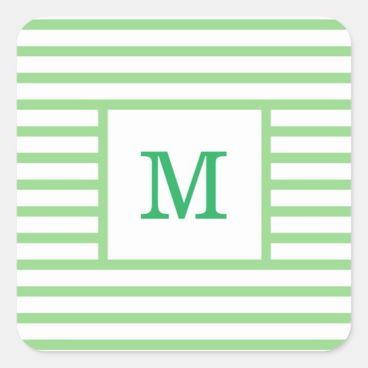 緑と白のストライプモノグラカスタムム スクエアシール (正面)