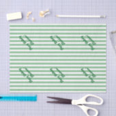 緑と白のストライプ文字 薄葉紙 (クラフト)