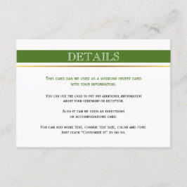 緑と白のストライプ ゴールドの結婚式の挿入カード エンクロージャーカード