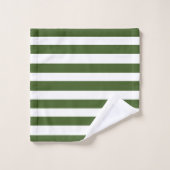 緑と白のストライプ バスタオルセット (ウォッシュタオル)