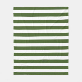 緑と白のストライプ フリースブランケット