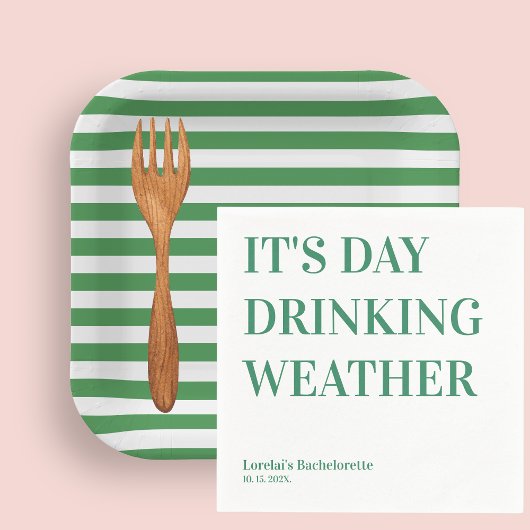 緑と白のストライプ ペーパープレート