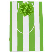 緑と白のストライプ ミディアムペーパーバッグ (正面)
