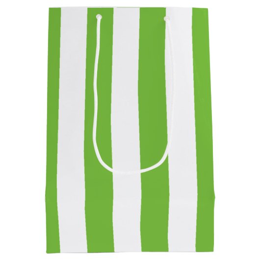 緑と白のストライプ ミディアムペーパーバッグ (裏面)