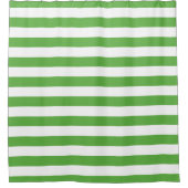緑と白のストライプ |編集可能な色 シャワーカーテン (正面)