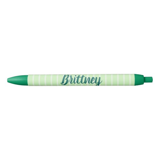 緑と白のストライプ 黒ボールペン (正面)