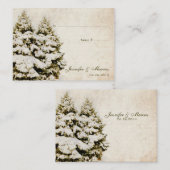 緑と白のスノーフレークヴィンテージシーティングカード プレイスカード (正面/裏面)