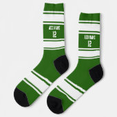 緑と白のスポーツジャージー – 名前番号 ソックス (左)