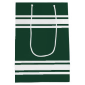 緑と白のスポーツストライプのジャージパーソナライズされたー ミディアムペーパーバッグ (裏面)