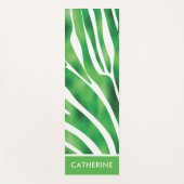 緑と白のゼブラのパターンストライプヨガマット ヨガマット (正面)