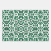 緑と白のタイルパターン ラッピングペーパーシート (正面3)