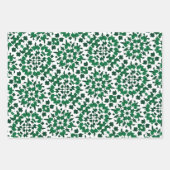 緑と白のタイルパターン ラッピングペーパーシート (正面)