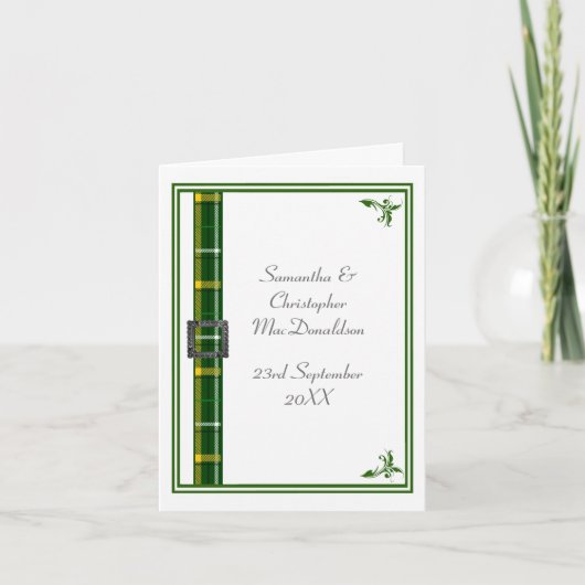 緑と白のタータンチェックリボン2 サンキューカード (正面)