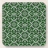 緑と白のダマスクコルクコースター コースター (正面)