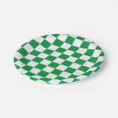 緑と白のチェッカーボード ペーパープレート (アングル)