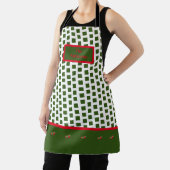 緑と白のチェックされたストロベリーキッチン エプロン (インサイチュ)