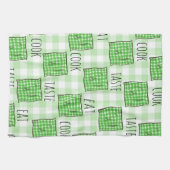 緑と白のチェック キッチンタオル (横)