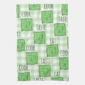 緑と白のチェック キッチンタオル (縦)