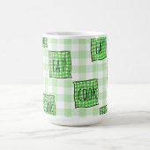 緑と白のチェック コーヒーマグカップ (中央)
