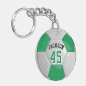 緑と白のチームのサッカー⚽ボール キーホルダー (正面左)