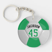緑と白のチームのサッカー⚽ボール キーホルダー (正面)