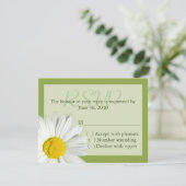 緑と白のデイジー結婚式招待状RSVPカード 出欠カード (スタンド正面)