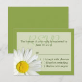 緑と白のデイジー結婚式招待状RSVPカード 出欠カード (正面/裏面)