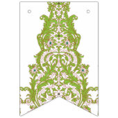 緑と白のデザイン入り壁華美紙 バンティングフラッグ (第2の旗)