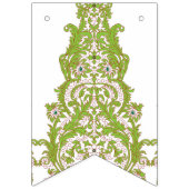 緑と白のデザイン入り壁華美紙 バンティングフラッグ (第3の旗)