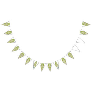 緑と白のデザイン入り壁華美紙 バンティングフラッグ