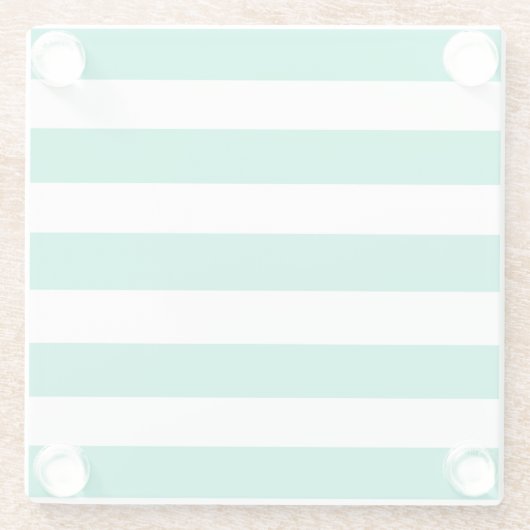 緑と白のデッキチェアストライプ ガラスコースター (裏面)