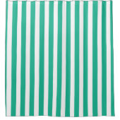 緑と白のデッキチェアストライプ シャワーカーテン (正面)