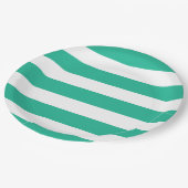 緑と白のデッキチェアストライプ ペーパープレート (アングル)