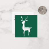 緑と白のトナカイのミニクリスマスカード ノートカード (正面/裏面インサイチュ)