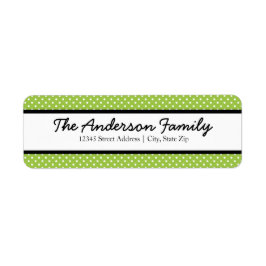 緑と白のドット – 差出人住所ラベル ラベル