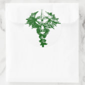 緑と白のドラゴン ラウンドシール (バッグ)