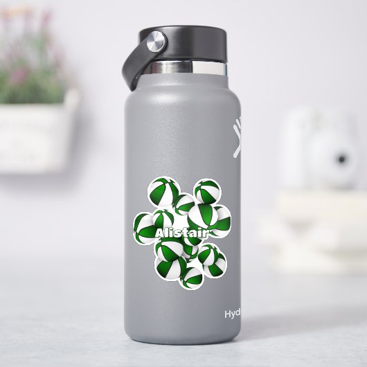 緑と白のバスケットボール クラスターに名前を入れたアスリート シール (HydroFlask)