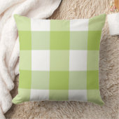 緑と白のバッファローチェックリバーシブル クッション (ブランケット)